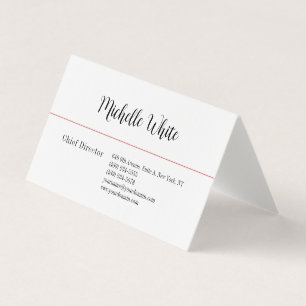 Tarjeta De Visita Linen Plain Elegant White Profesional Moderno