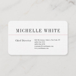 Tarjeta De Visita Linen Plain Elegant White Profesional Moderno