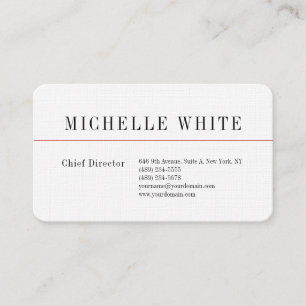 Tarjeta De Visita Linen Plain Elegant White Profesional Moderno