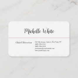 Tarjeta De Visita Linen Plain Elegant White Profesional Moderno