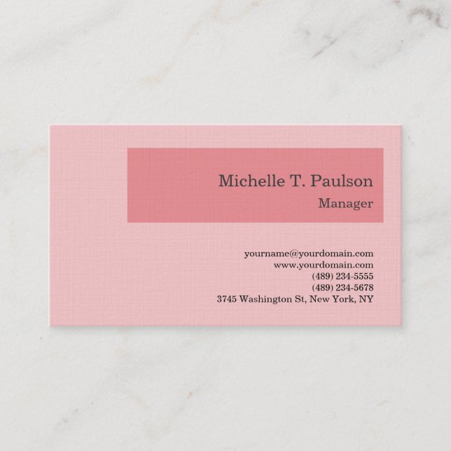 Tarjeta De Visita Linen premium Minimalista rosa moderno (Anverso)