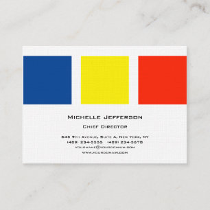 Tarjeta De Visita Linen Profesional Moderno Azul Amarillo Rojo Blanc