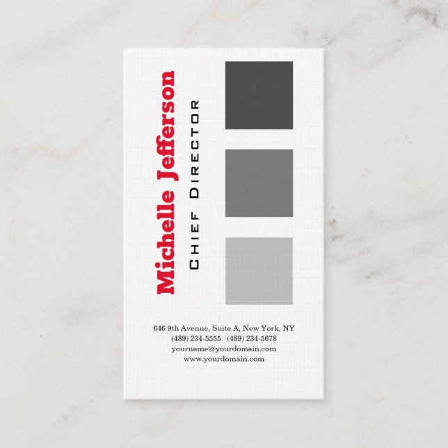 Tarjeta De Visita Linen Profesional Moderno Gris Rojo Blanco (Anverso)