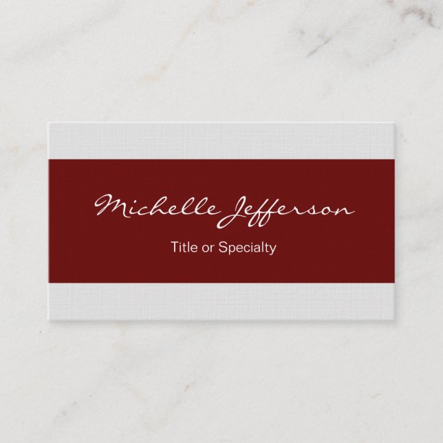 Tarjeta De Visita Linen Red Gray Lining Trendy Profesional Moderno (Anverso)