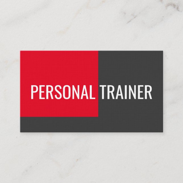 Tarjeta De Visita Linen Red Gray Personal Trainer Fitness Minimalist (Anverso)