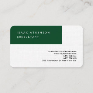 Tarjeta De Visita Linen Rounded Elegant Forest Green Professional