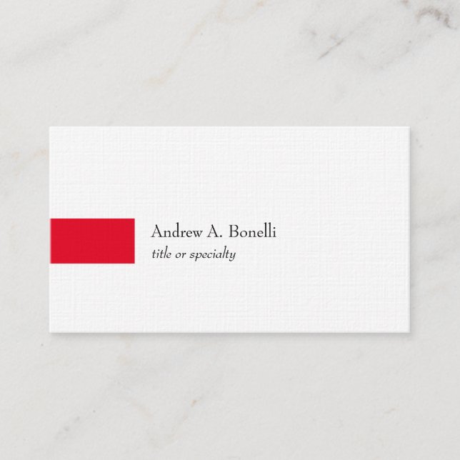 Tarjeta De Visita Linen Trendy Black White Red Profesional Moderno (Anverso)