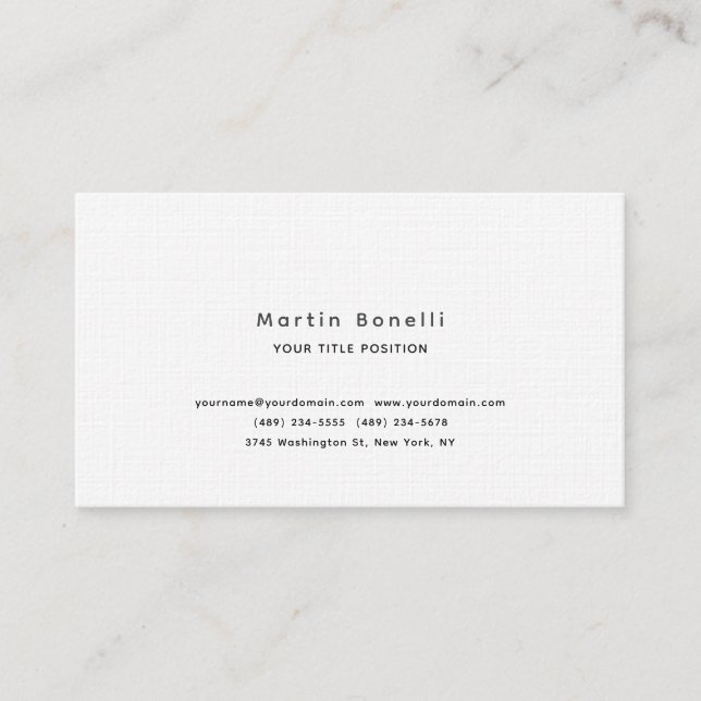 Tarjeta De Visita Linen Unique Classical Simple Black White (Anverso)