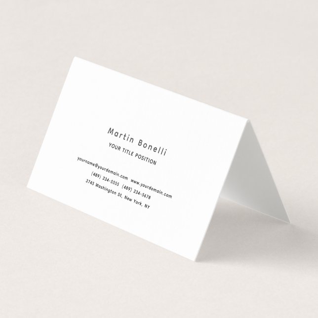 Tarjeta De Visita Linen Unique Classical Simple Black White (Anverso)