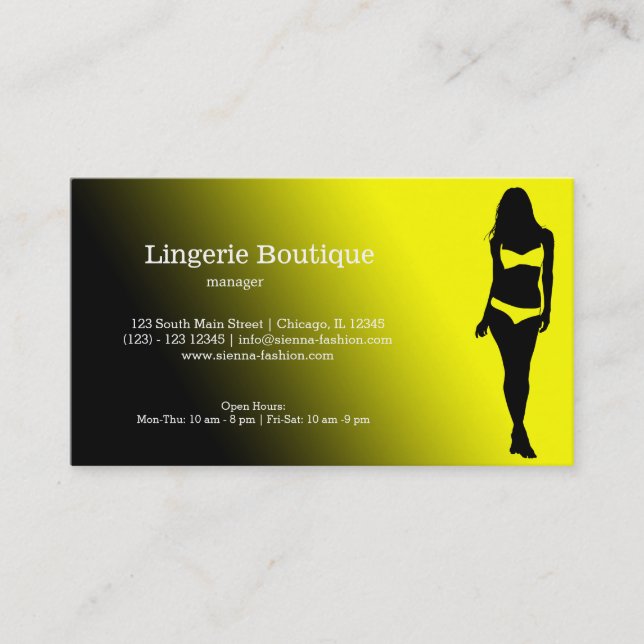 Tarjeta De Visita Lingerie Boutique (Anverso)