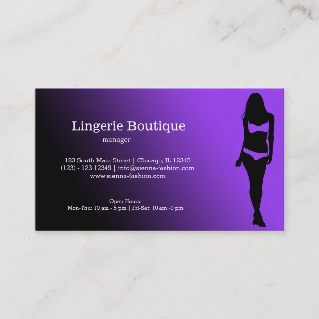 Tarjeta De Visita Lingerie Boutique (Anverso)