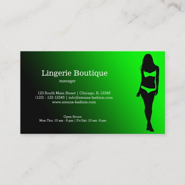 Tarjeta De Visita Lingerie Boutique (Anverso)