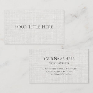 Tarjeta De Visita Lino Blanco Simple Moderno Clásico