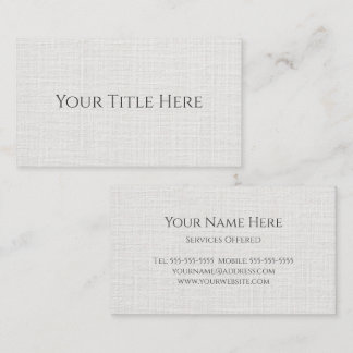 Tarjeta De Visita Lino Blanco Simple Moderno Clásico