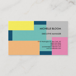 Tarjeta De Visita Lino Colorido Moderno Liso Minimalista Rectángulos