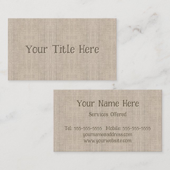 Tarjeta De Visita Lino de Algodón Simple Moderno (Anverso / Reverso)