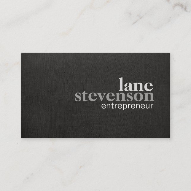 Tarjeta De Visita Lino de letra negrita simple moderno luce negro (Anverso)