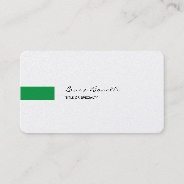Tarjeta De Visita Lino de lujo Negro Blanco Verde Profesional Modern (Anverso)