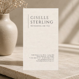 Tarjeta De Visita Lino de Marfil Natural de Lujo