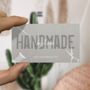 Tarjeta De Visita Lino de plata elegante de costura hecho a mano de