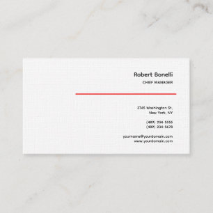 Tarjeta De Visita Lino de primera calidad minimalista de color rojo 