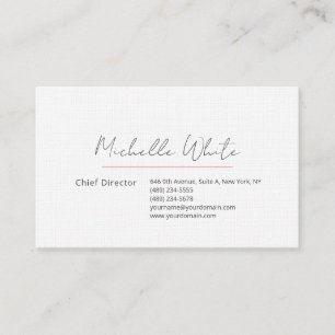 Tarjeta De Visita Lino Elegante Blanco Profesional Moderno
