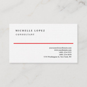 Tarjeta De Visita Lino elegante blanco rojo profesional