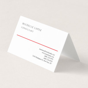 Tarjeta De Visita Lino elegante blanco rojo profesional llano