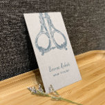 Tarjeta De Visita Lino elegante de color azul vintage<br><div class="desc">Hair Stylist Vintage Blue Scisor Classy Linen Tarjetas de Negocios.</div>