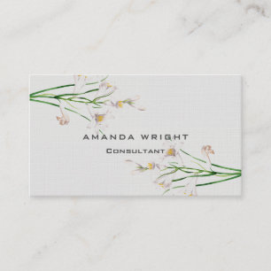 Tarjeta De Visita Lino floral profesional moderno llano Minimalista
