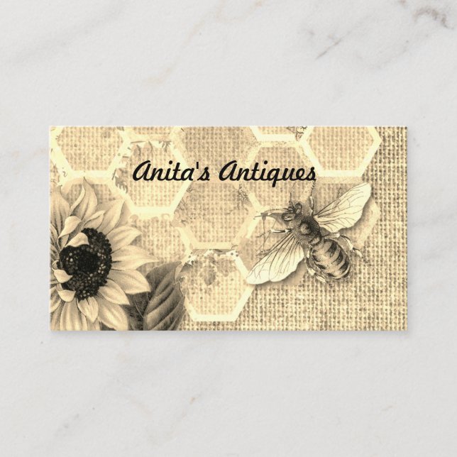 Tarjeta De Visita Lino fundido del modelo del panal de la abeja del (Anverso)