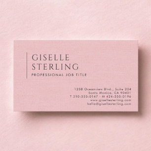 Tarjeta De Visita Lino Natural Rosa Rubor de Lujo