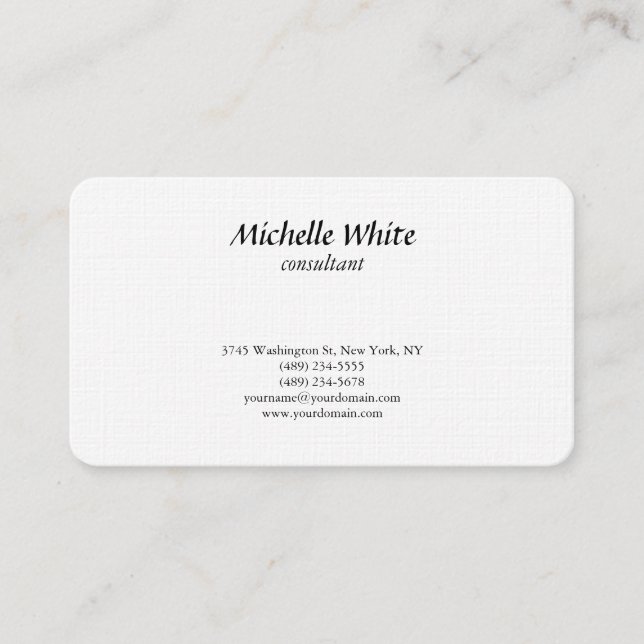 Tarjeta De Visita Lino premium de lujo negro y blanco creativo (Anverso)