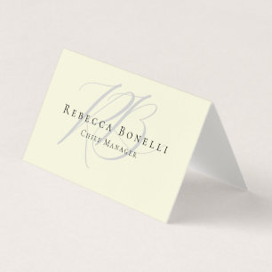 Tarjeta De Visita Lino Premium Exclusivo Monograma Única Beige