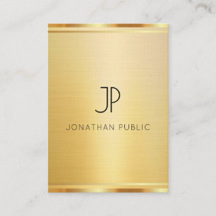 Tarjeta De Visita Lino Premium Moderno Lujo Aspecto Oro Vertical