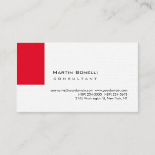 Tarjeta De Visita Lino Premium Simple Rojo Blanco Moderno