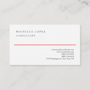 Tarjeta De Visita Lino Profesional Elegante Llano Rojo Blanco