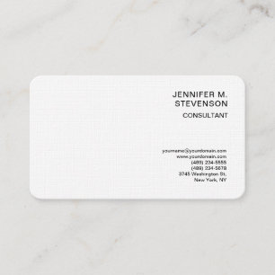Tarjeta De Visita Lino simple blanco simple y simple Minimalista