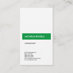 Tarjeta De Visita Lino Simple Plano Moderno Minimalista Verde Blanco