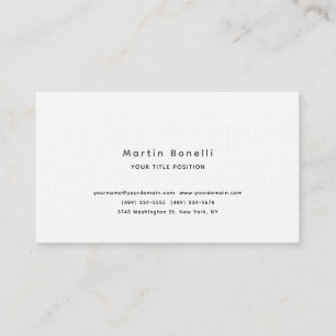 Tarjeta De Visita Lino Único Clásico Simple Negro Blanco