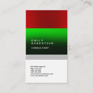 Tarjeta De Visita Lino Verde Rojo Blanco Minimalista Moderno