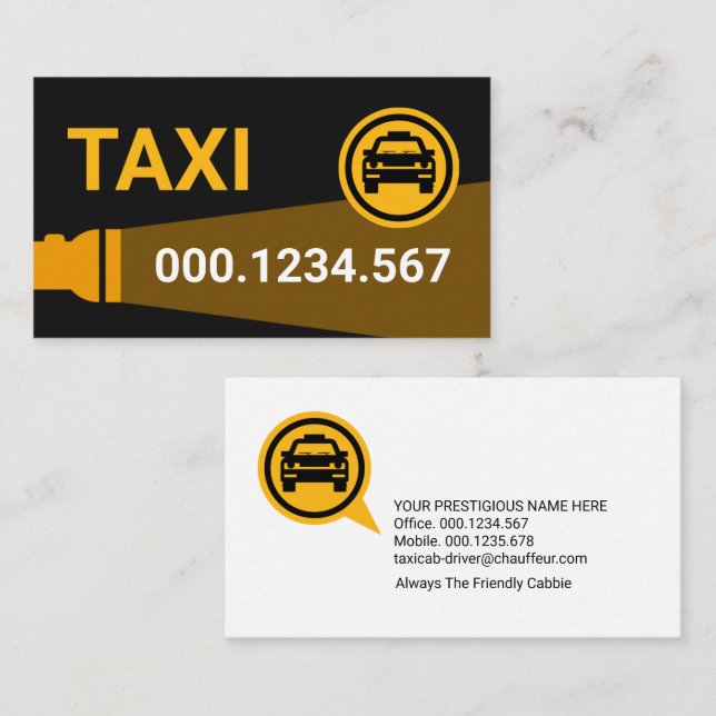 Tarjeta De Visita Linterna Amarilla En Taxi (Anverso / Reverso)