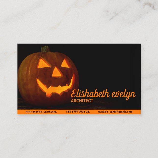 Tarjeta De Visita Linterna de cabeza de calabaza de Halloween en mad (Anverso)