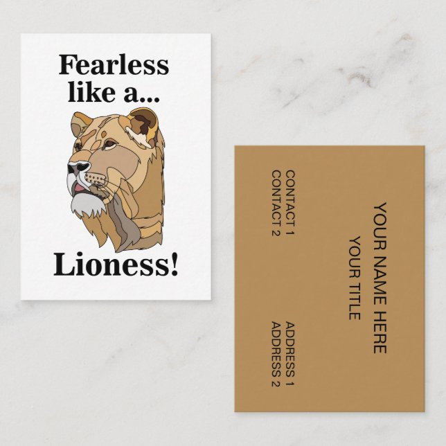 Tarjeta De Visita Lioness Animal Fearless  (Anverso / Reverso)