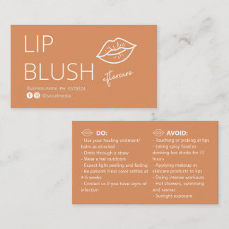 Tarjeta De Visita  Lip Blush Tattoo Aftercare Advice Card