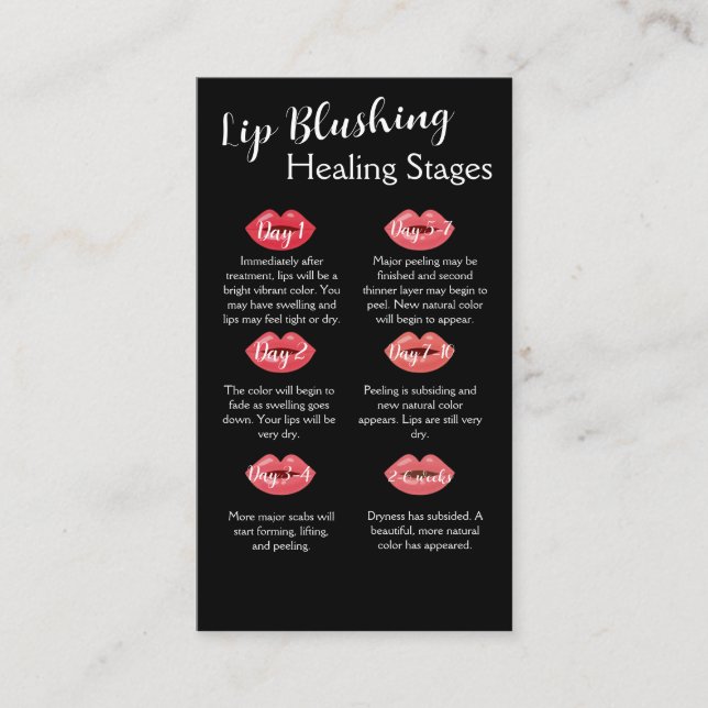 Tarjeta De Visita Lip Rubor Aftercare Card con doble diseño (Anverso)