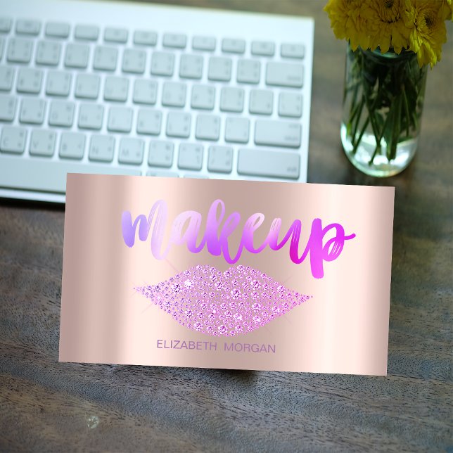Tarjeta De Visita Lips de diamantes modernos profesionales, oro Rosa (Subido por el creador)