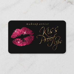 Tarjeta De Visita Lips de prueba de besos - Purpurina y oro de color