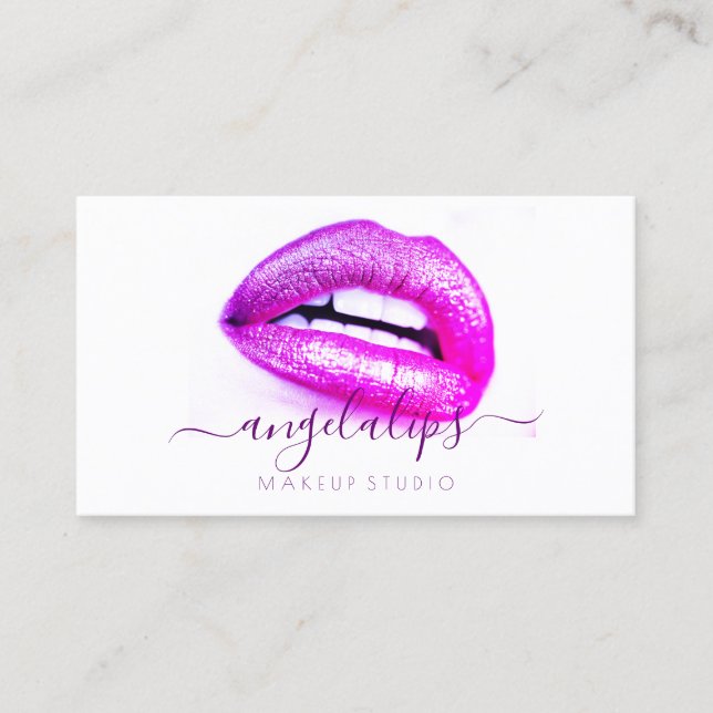Tarjeta De Visita Lips Girly Pink Purple (Anverso)
