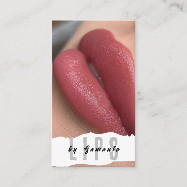 Tarjeta De Visita Lips PMU Microblading Henna Salon Business Card (Anverso)